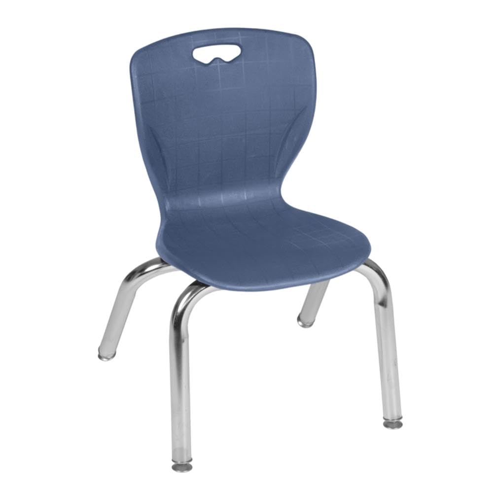 30" Square Mobile Table with 4 Blue Stackable Chairs P409101