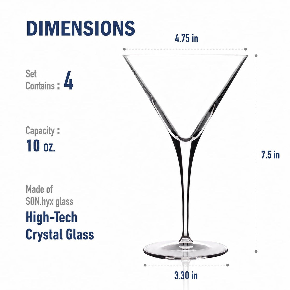 Clear 10 Oz Martini Glasses Set of 4 Z894