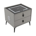 Light Grey Smart Nightstand with Wireless Charging Y6753