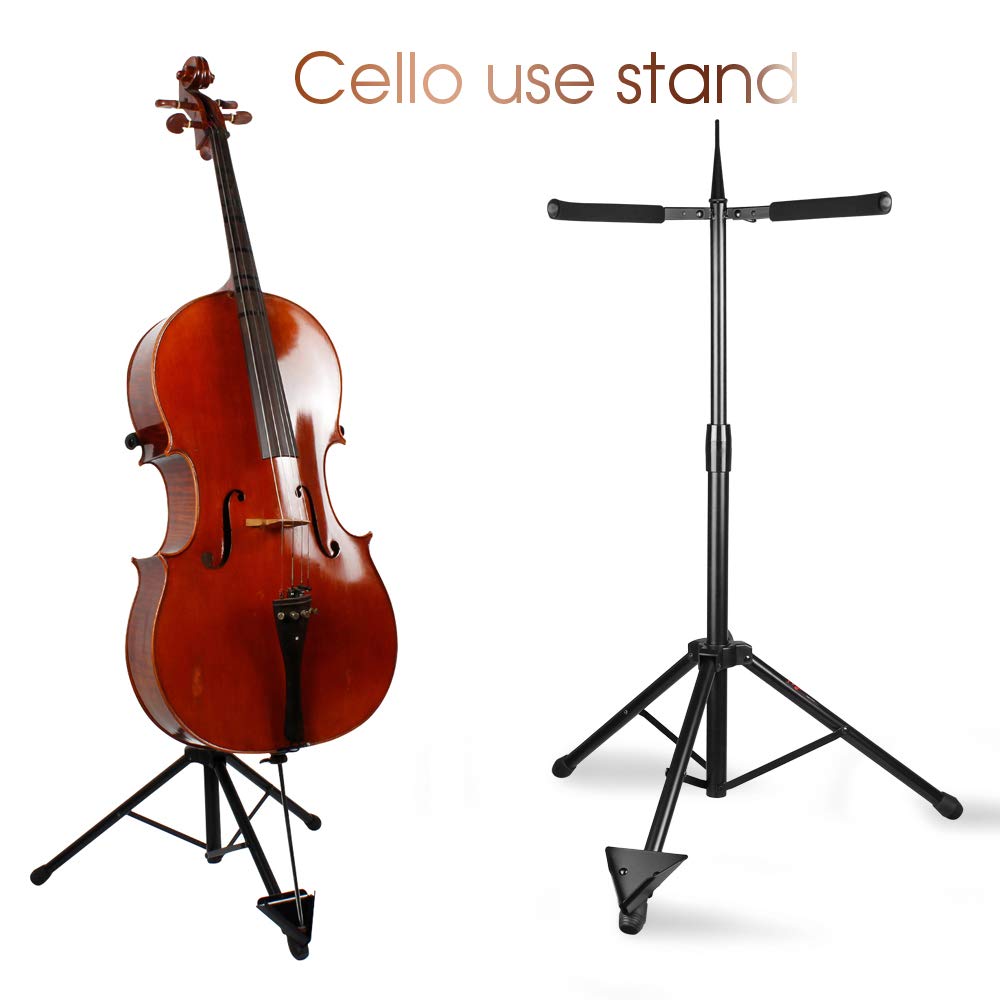 Adjustable Foldable Cello Stand with Bow Hook A3673
