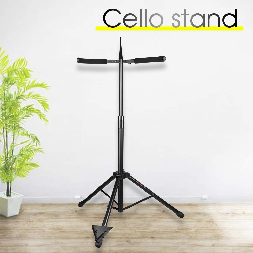 Adjustable Foldable Cello Stand with Bow Hook A3673