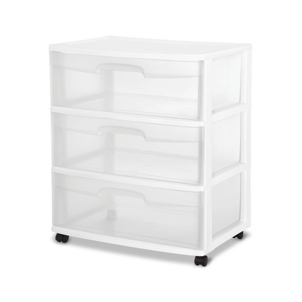 Wide 3 Drawer Plastic Storage Cart with Wheels H6182