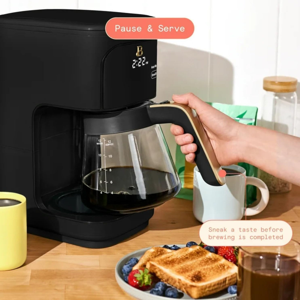Programmable 12-Cup Drip Coffee Machine with Glass Carafe J195284