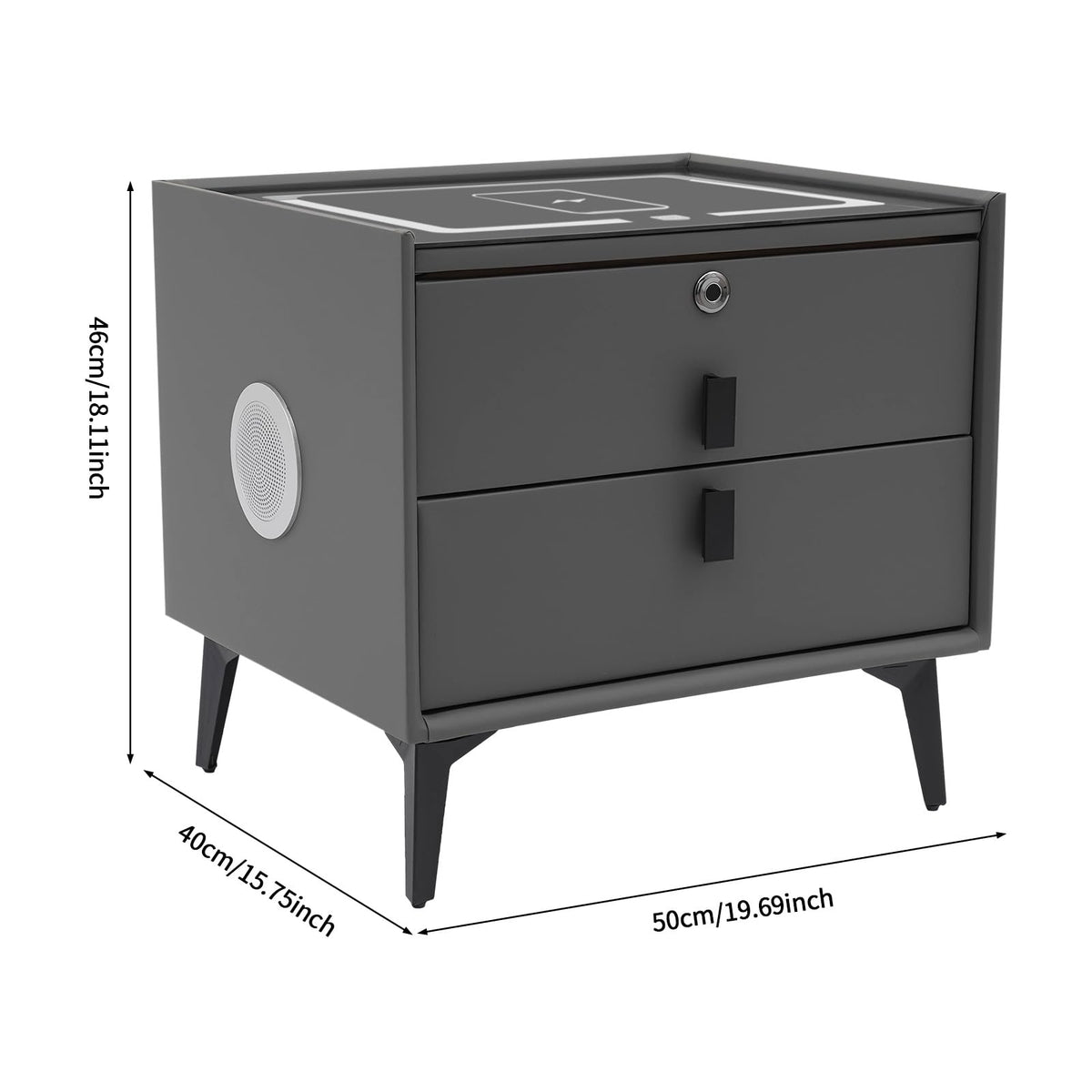 Smart Nightstand with Fingerprint Lock, Wireless Charging & 2-Drawer L532
