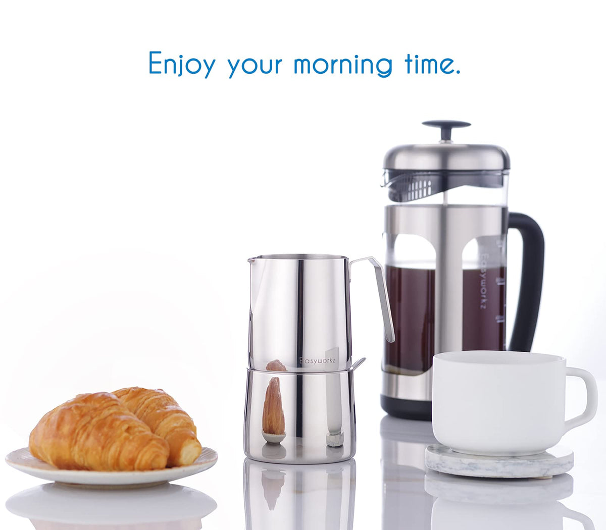 12 oz Stainless Steel French Press and Creamer Sugar Bowl Set T225508