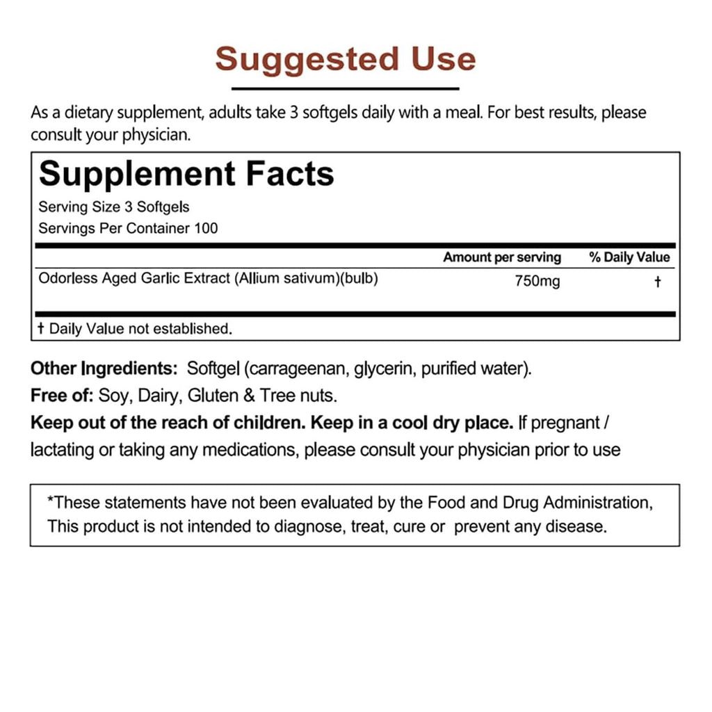 Odorless Garlic Extract 300 Softgels V65228