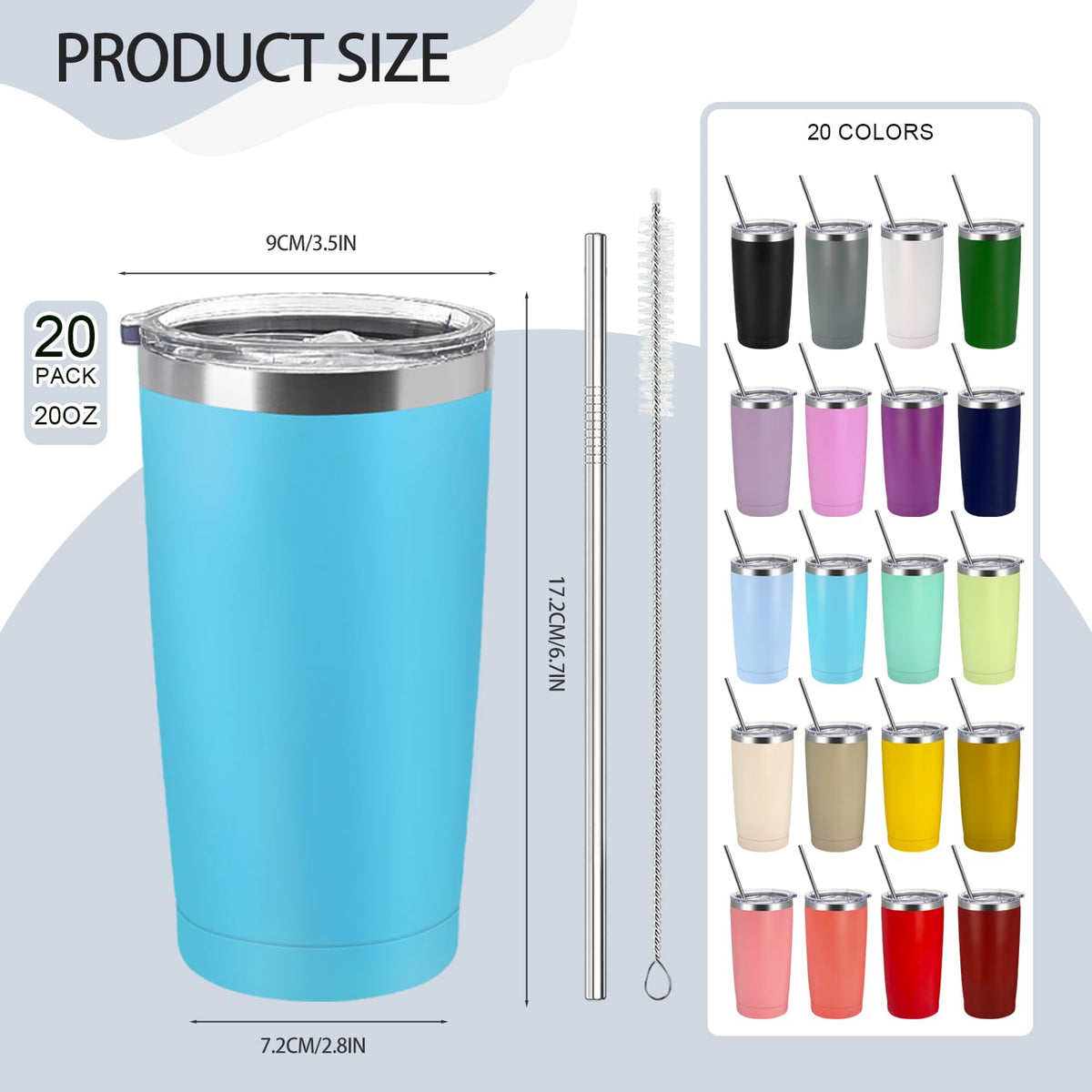 20 Pack Stainless Steel Insulated Tumbler W188417