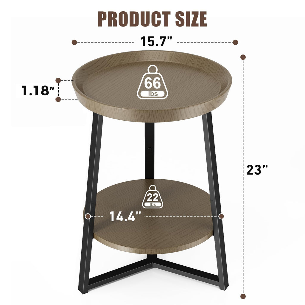 Round 2 Tier End Table with Storage Shelf A88003