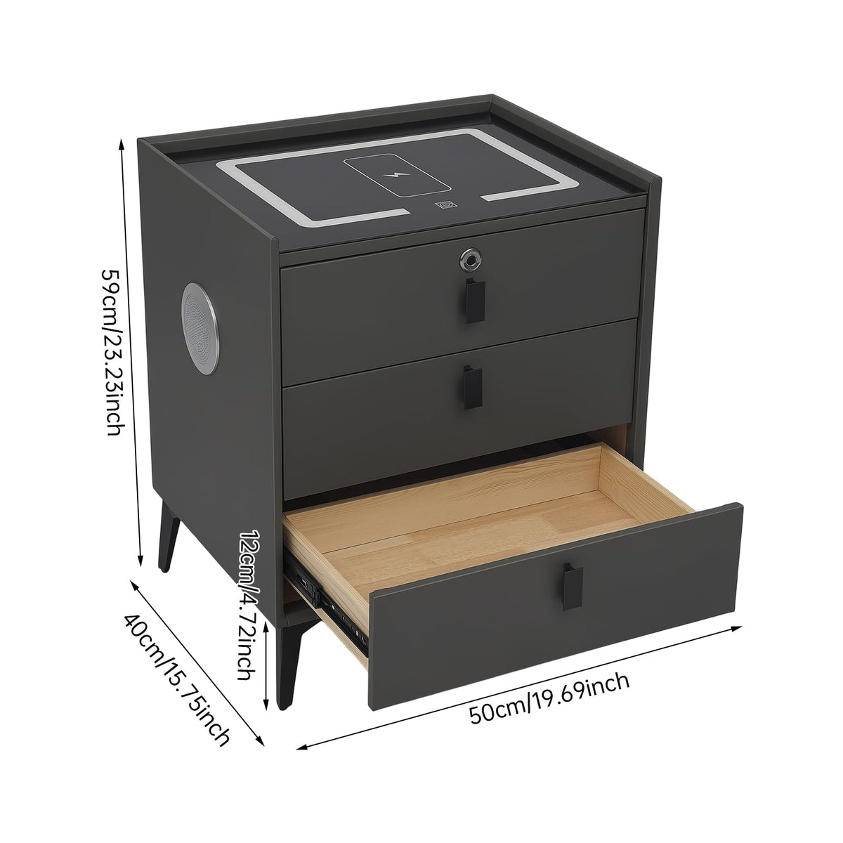 Solid Wood Nightstand with Charging Station L60534