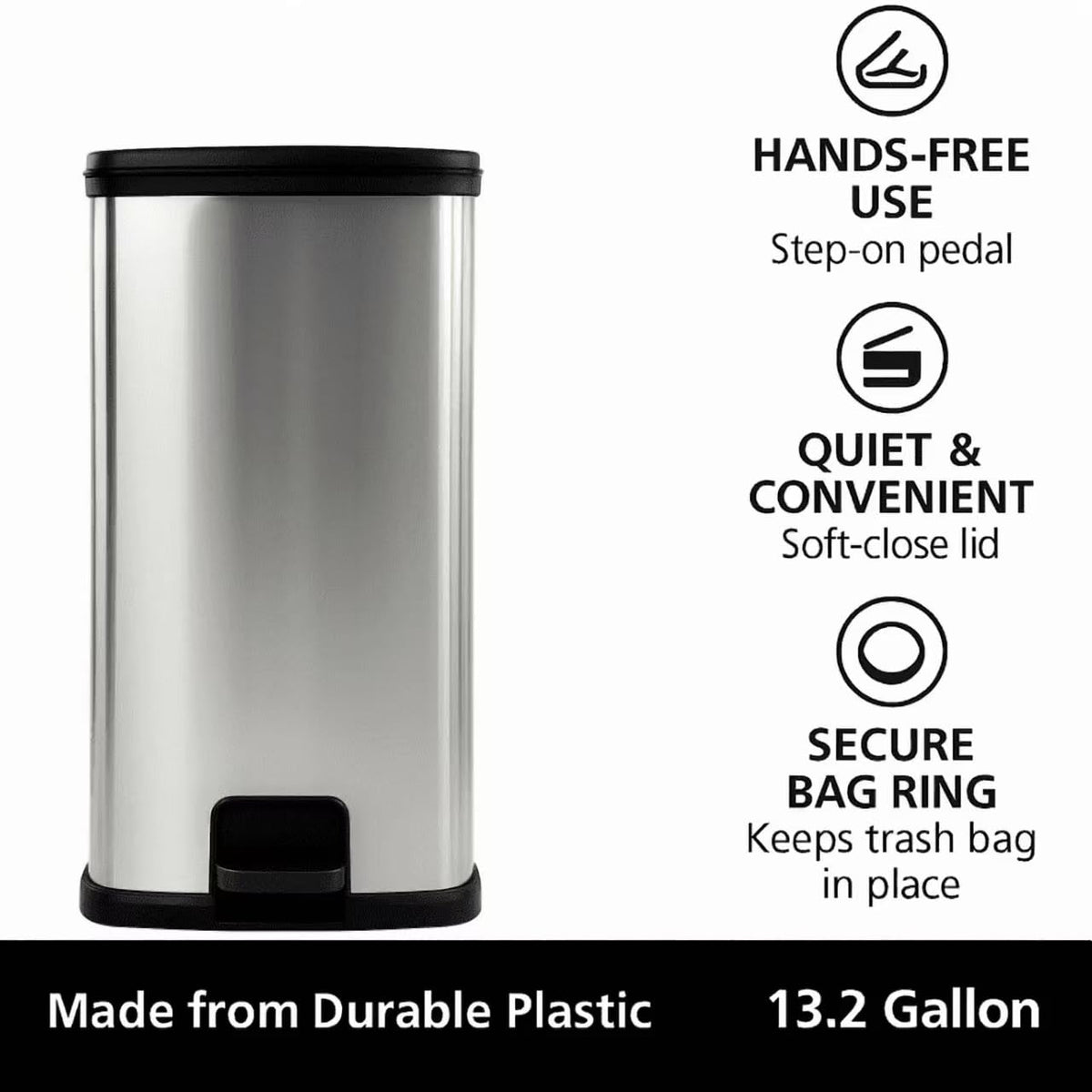 13 Gal Stainless Silver Step Trash Can N69898