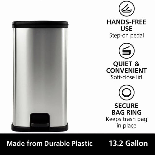 13 Gal Stainless Silver Step Trash Can N69898