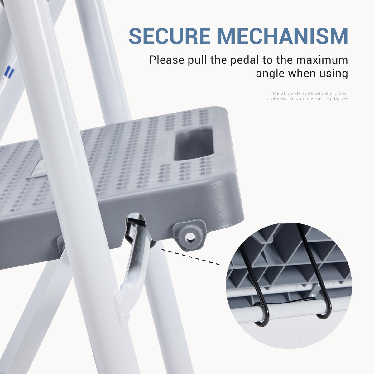 2 Step Ladder with Anti-Slip Pedal and Handrail, 800lbs, Grey V1418