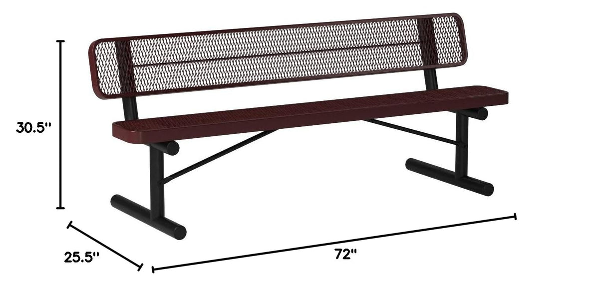 Red 6Ft Portable Outdoor Bench with Back G654