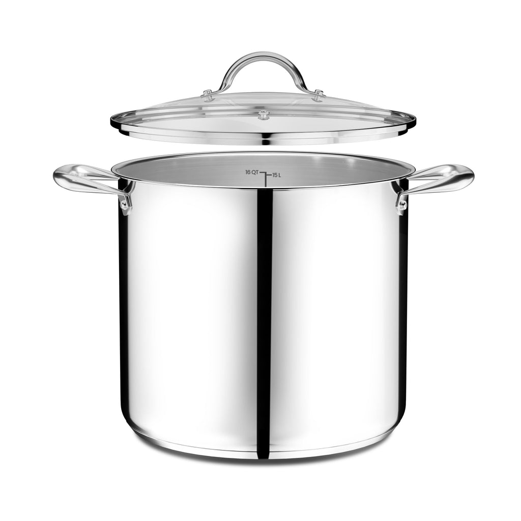 16 Quart Stainless Steel Stockpot with Tempered Glass Lid R4461