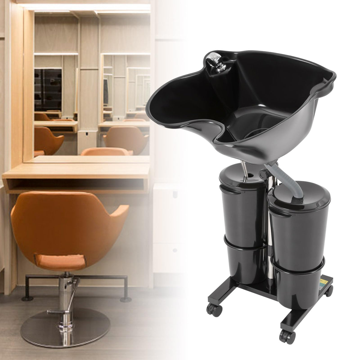 Portable Height-Adjustable Shampoo Basin with 2 Water Buckets H371
