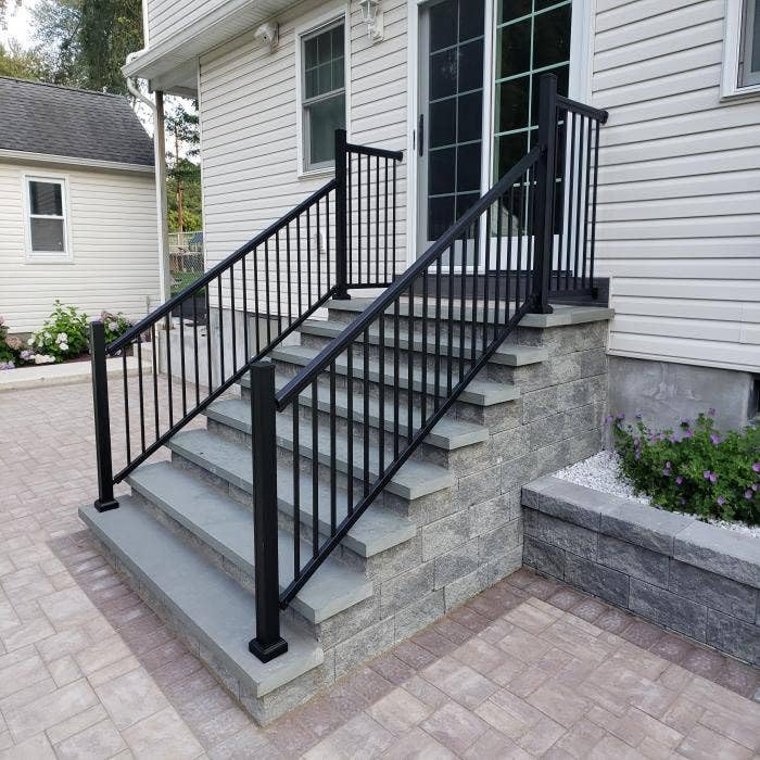 Aluminum Railing Kit for Deck Stairs Textured Black 36 x 72 Inch F136