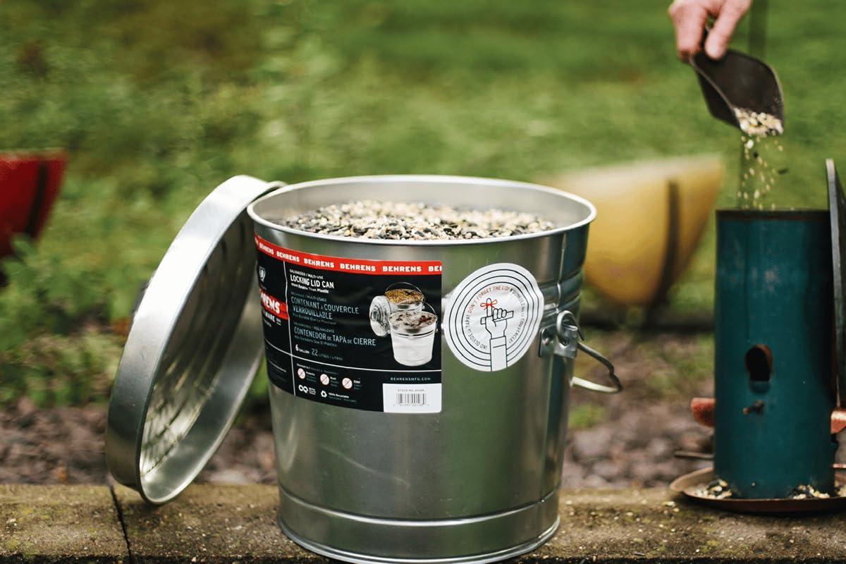 6 Gallon Galvanized Steel Storage Can or Waste Bin with Locking Lid G933