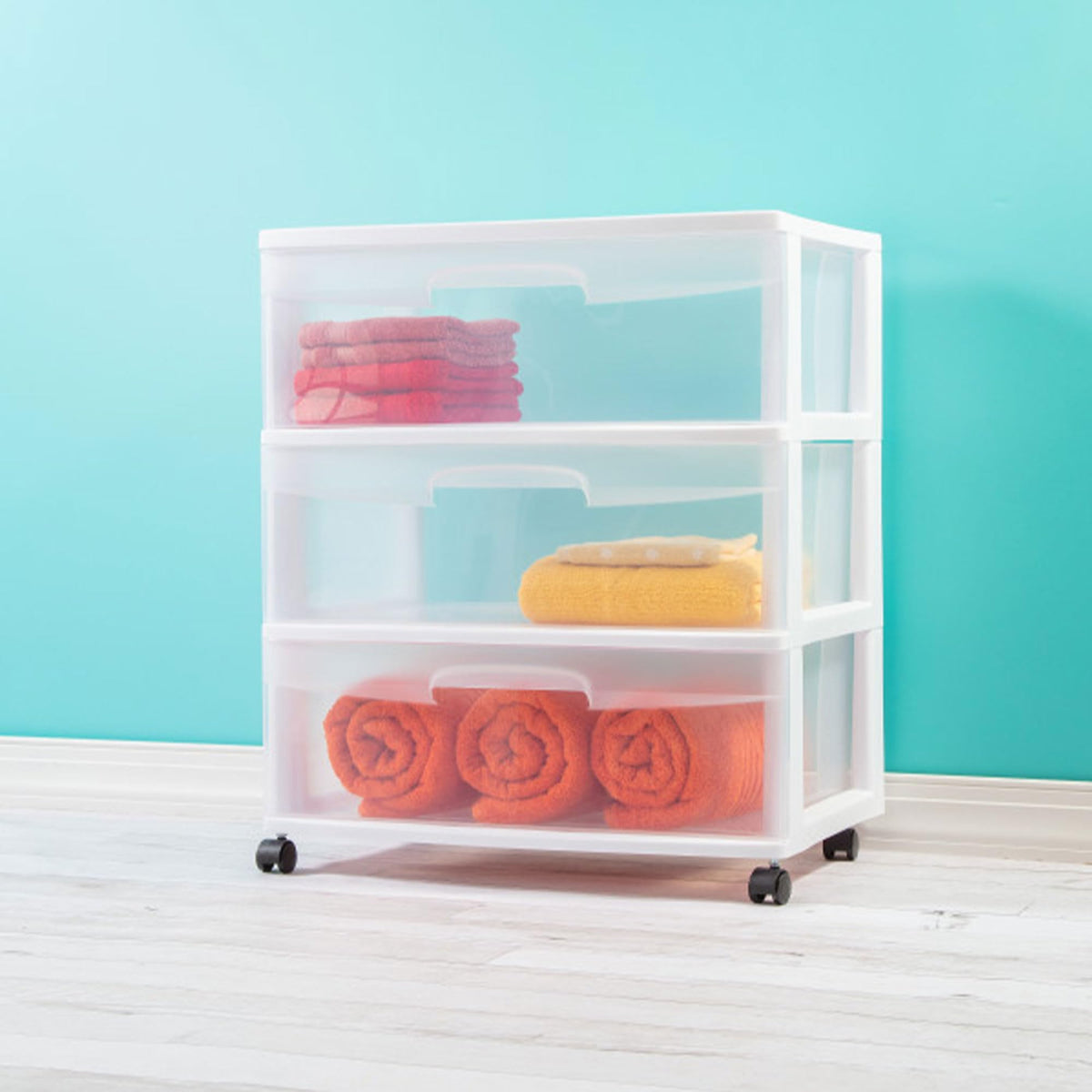 Wide 3 Drawer Plastic Storage Cart with Wheels H6182