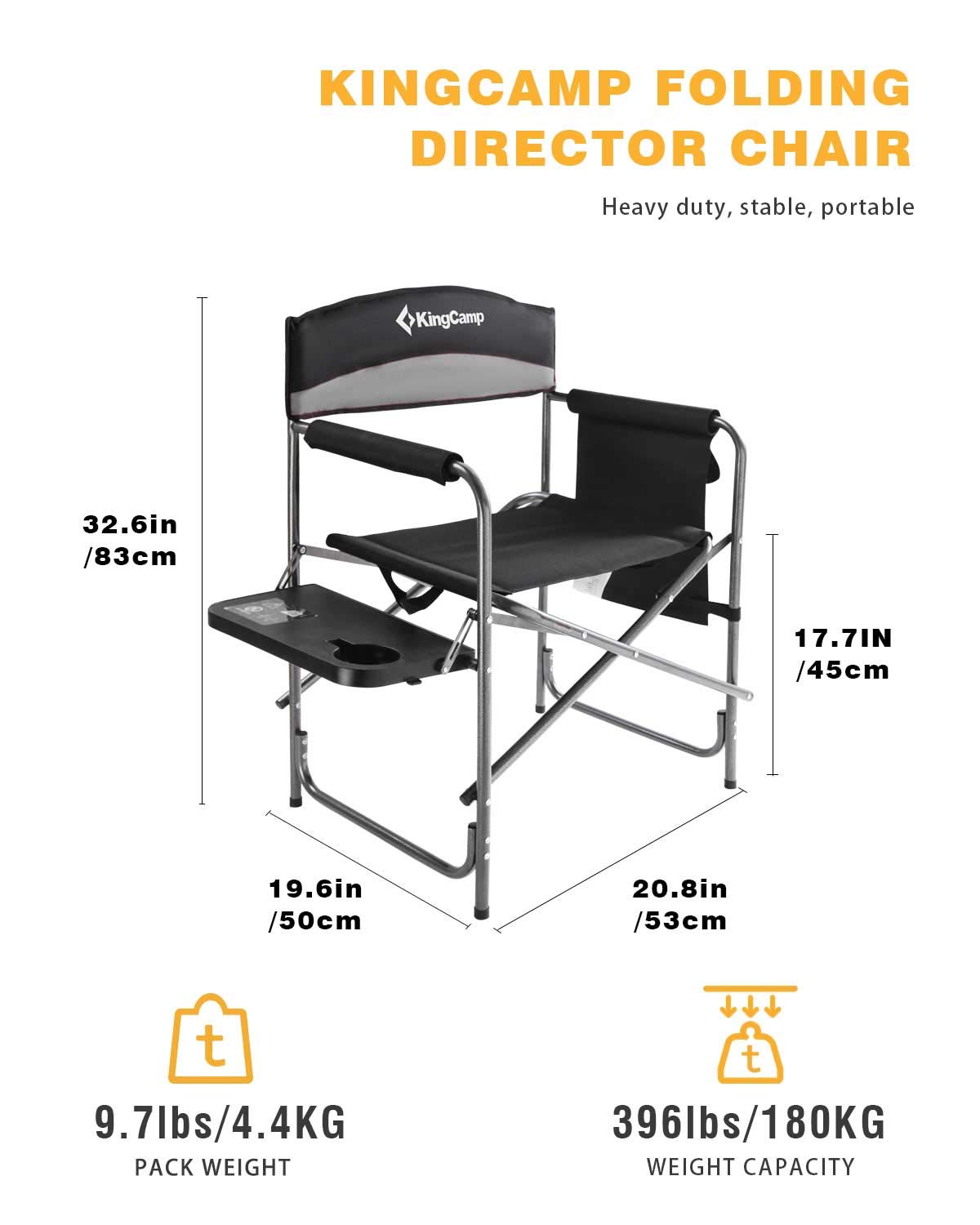 Heavy Duty Padded Folding Camping Chair with Side Table B851
