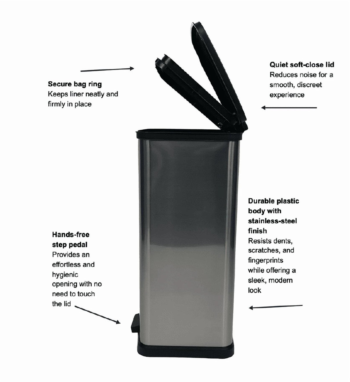 13 Gal Stainless Silver Step Trash Can N69898