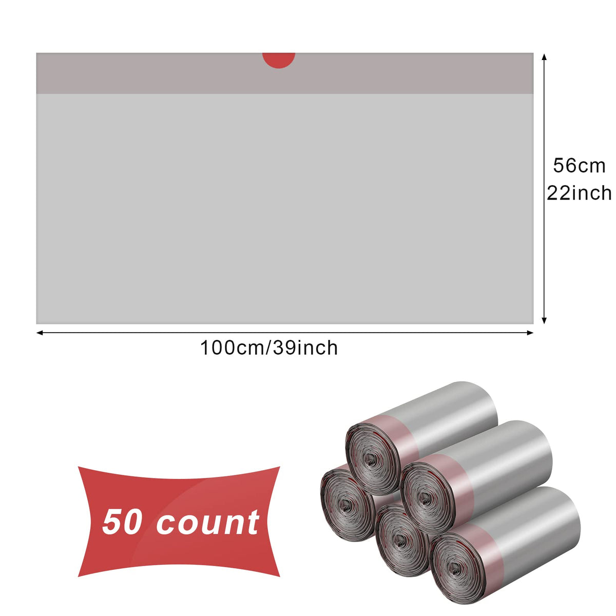 50 Count Jumbo Cat Litter Box Liners 39 x 22 Inch Gray Red L597278