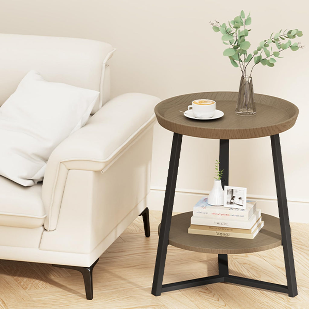 Round 2 Tier End Table with Storage Shelf A88003