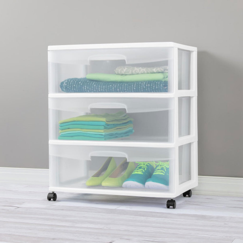 Wide 3 Drawer Plastic Storage Cart with Wheels H6182