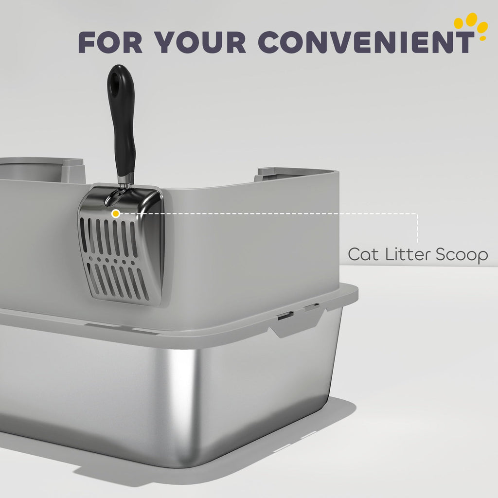 Stainless Steel Extra Large High Sided Litter Box with Scoop F558563