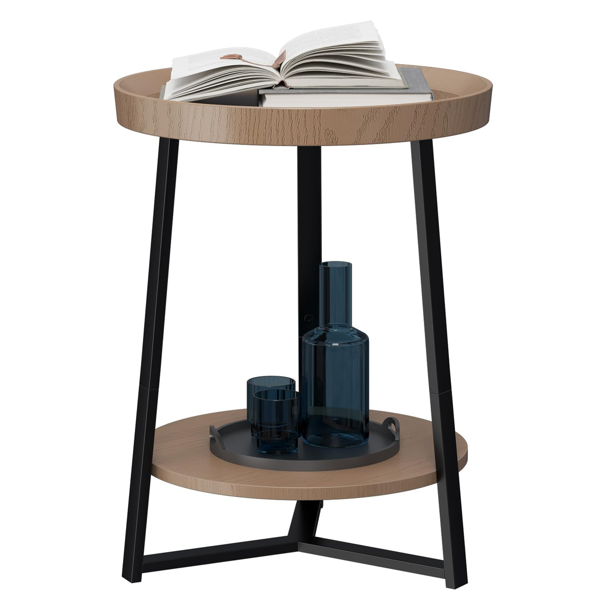 Round 2 Tier End Table with Storage Shelf A88003