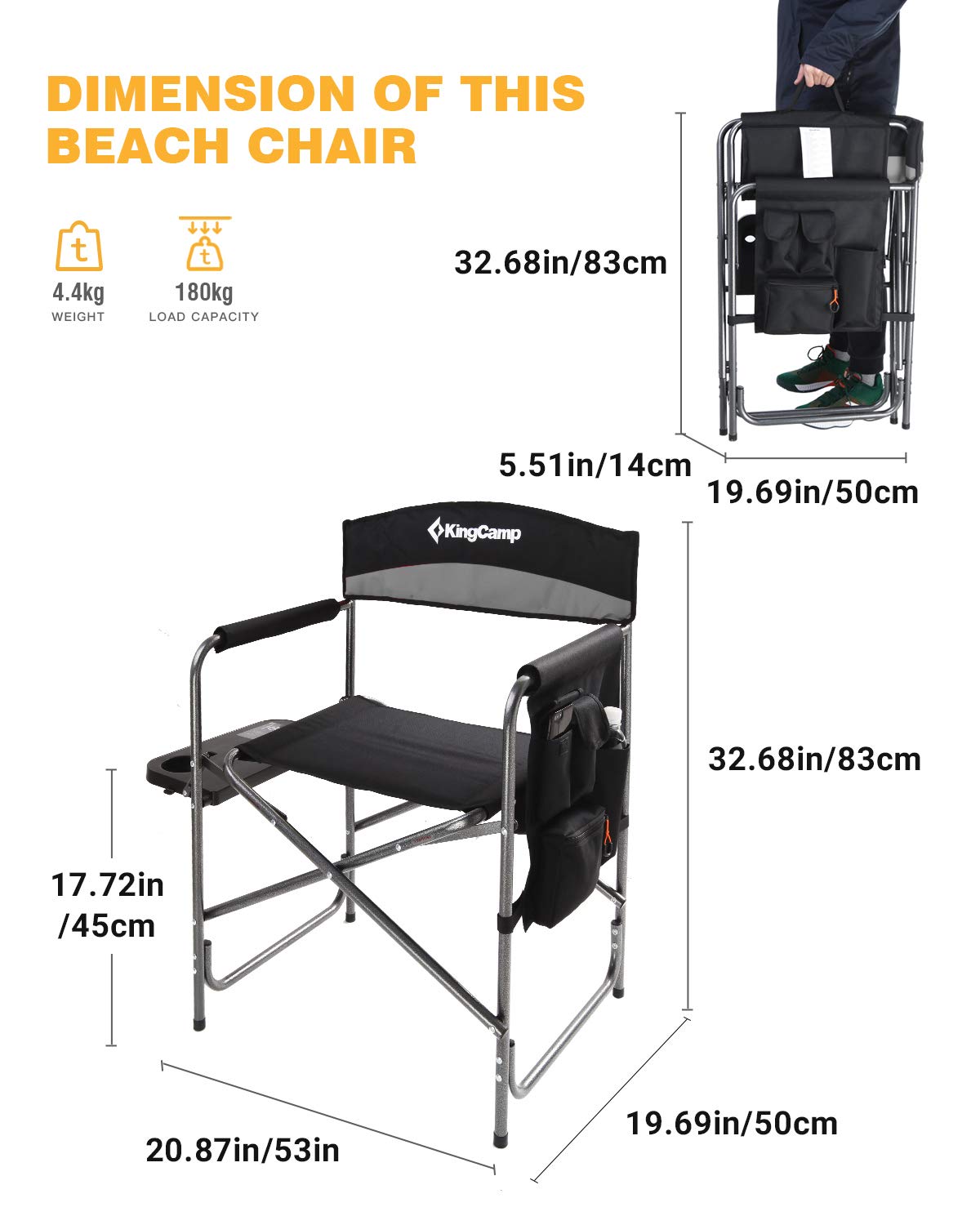 Heavy Duty Padded Folding Camping Chair with Side Table B851