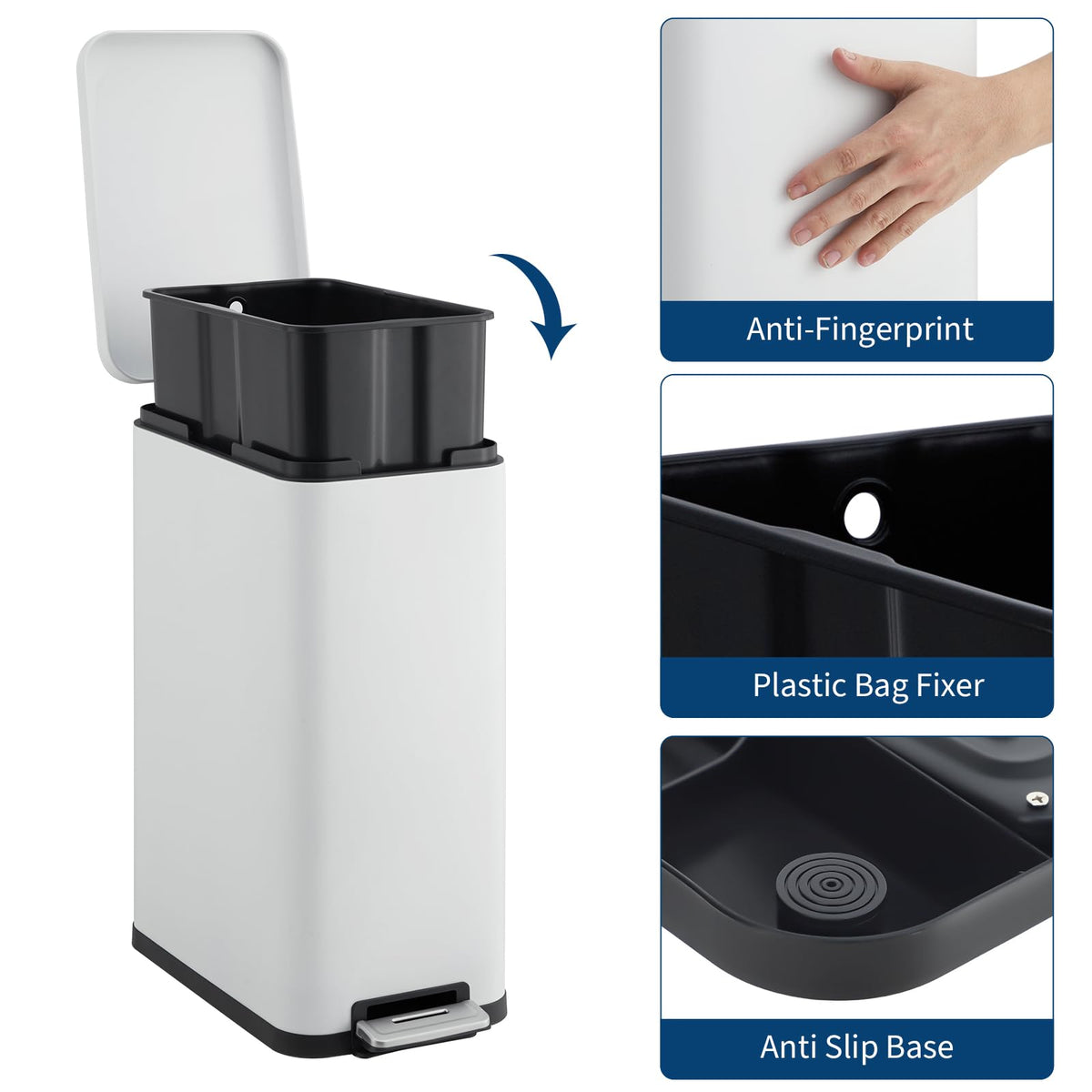 13.2 gal Stainless Steel Step Trash Can Z93481