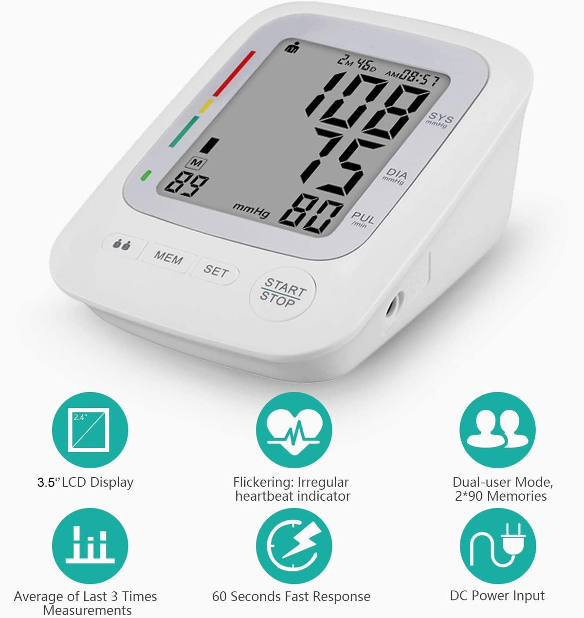 Upper Arm Automatic Digital Blood Pressure Monitor Large Cuff Y409