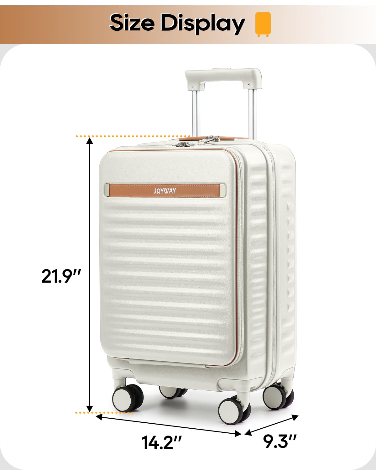 20 Inch Carry On Luggage with Front Pocket and Cup Holder, White G728