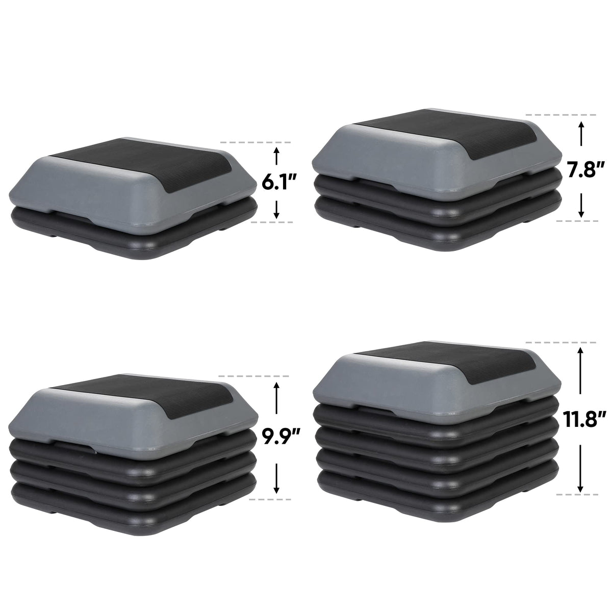 Height Adjustable Step Aerobic Platform with 4 Risers P414778