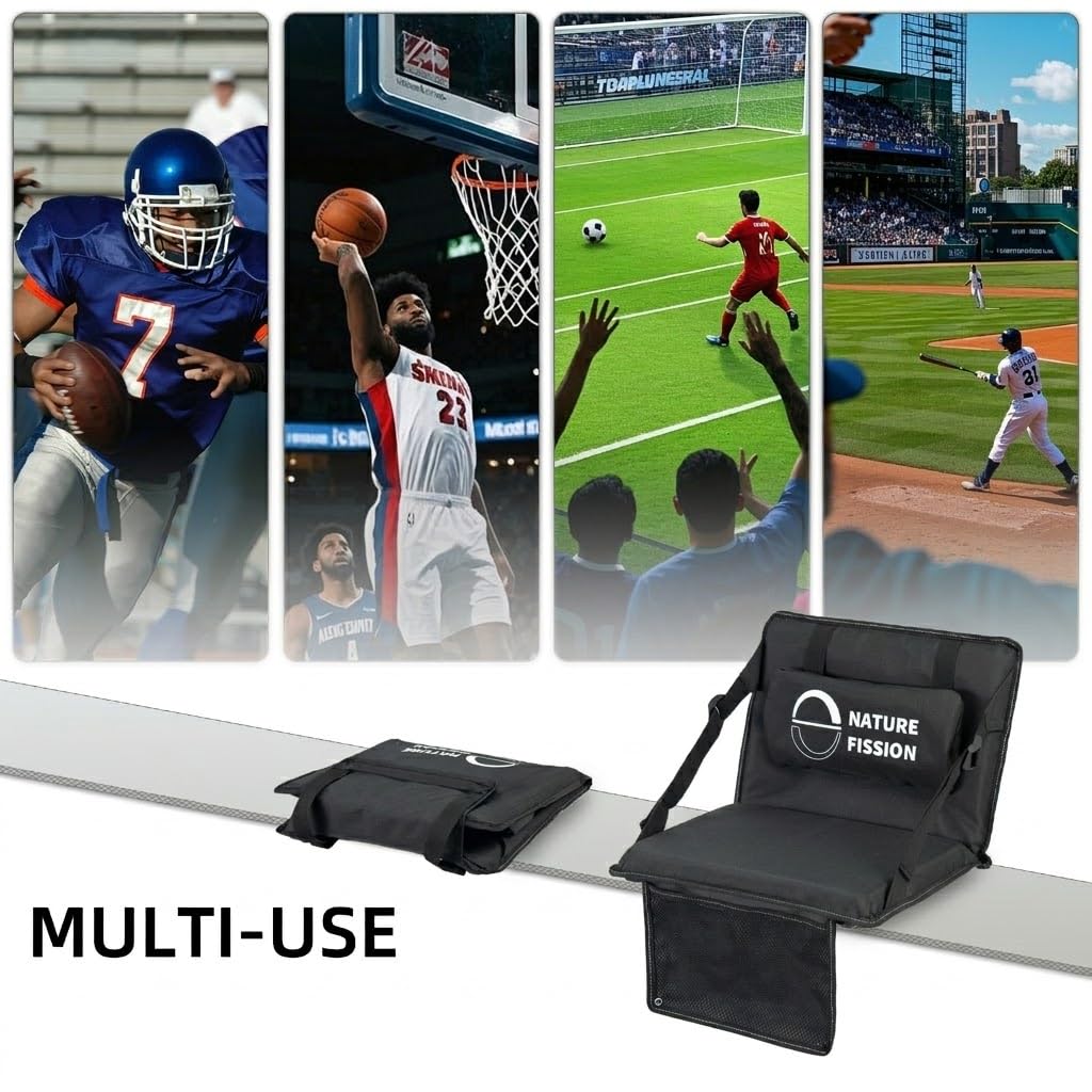 Foldable Portable Stadium Seat with Back and Lumbar Support V836209