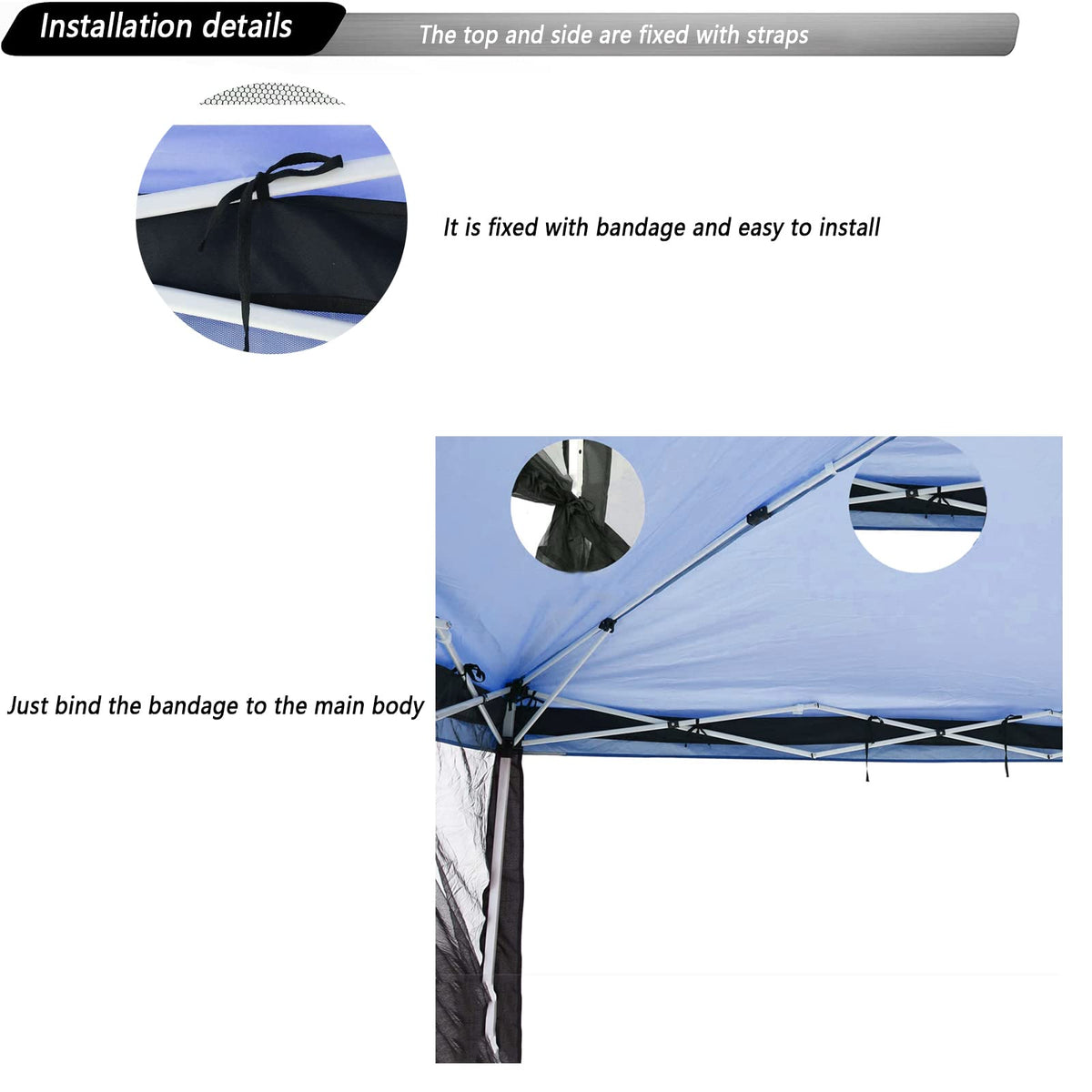 10x10 Mosquito Netting with Double Door Side Screen Black T278