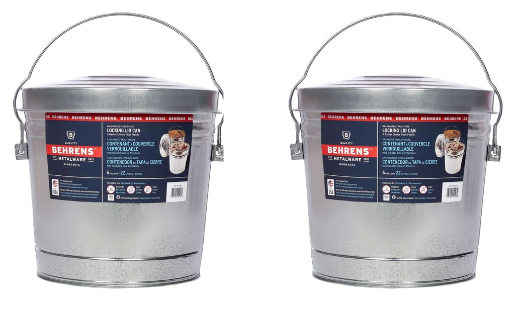 6 Gallon Galvanized Steel Storage Can or Waste Bin with Locking Lid G933