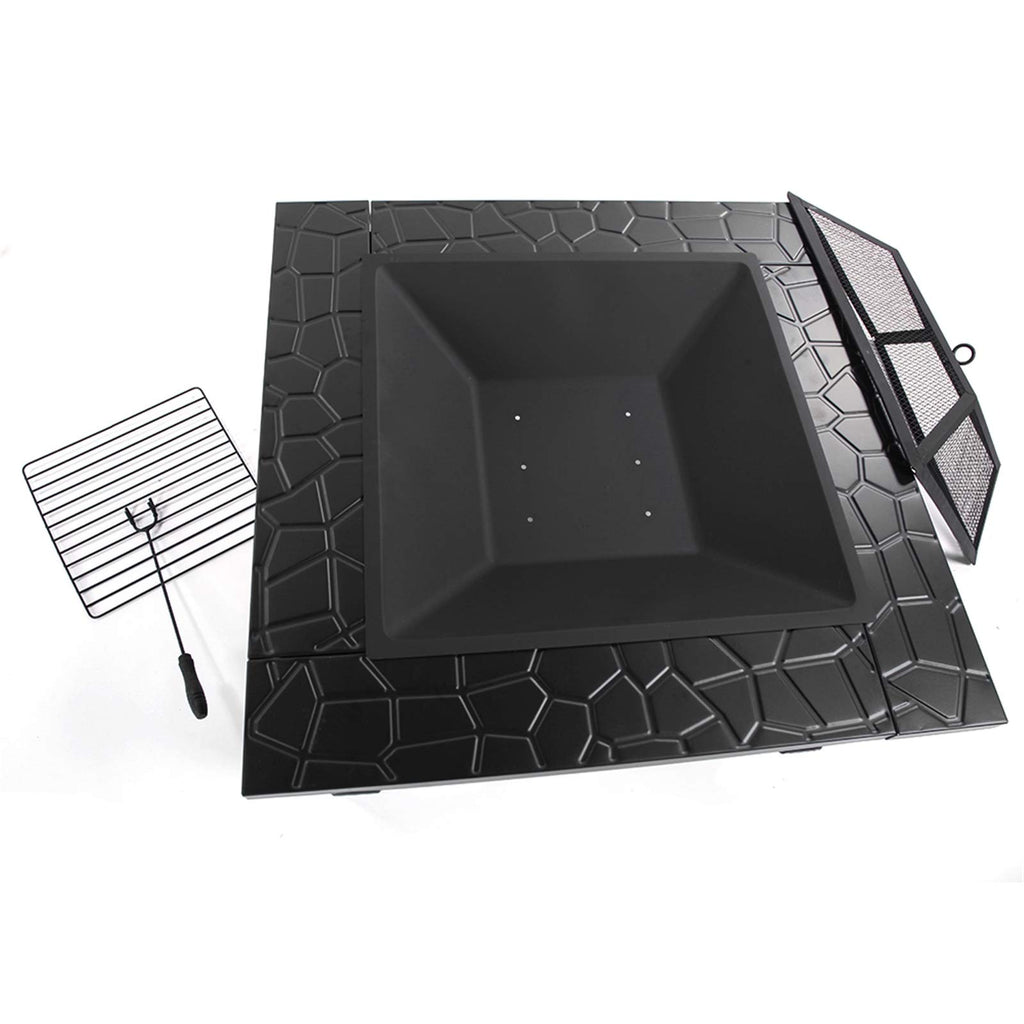 32 Inch Black Metal Wood Burning Fire Pit Q55612