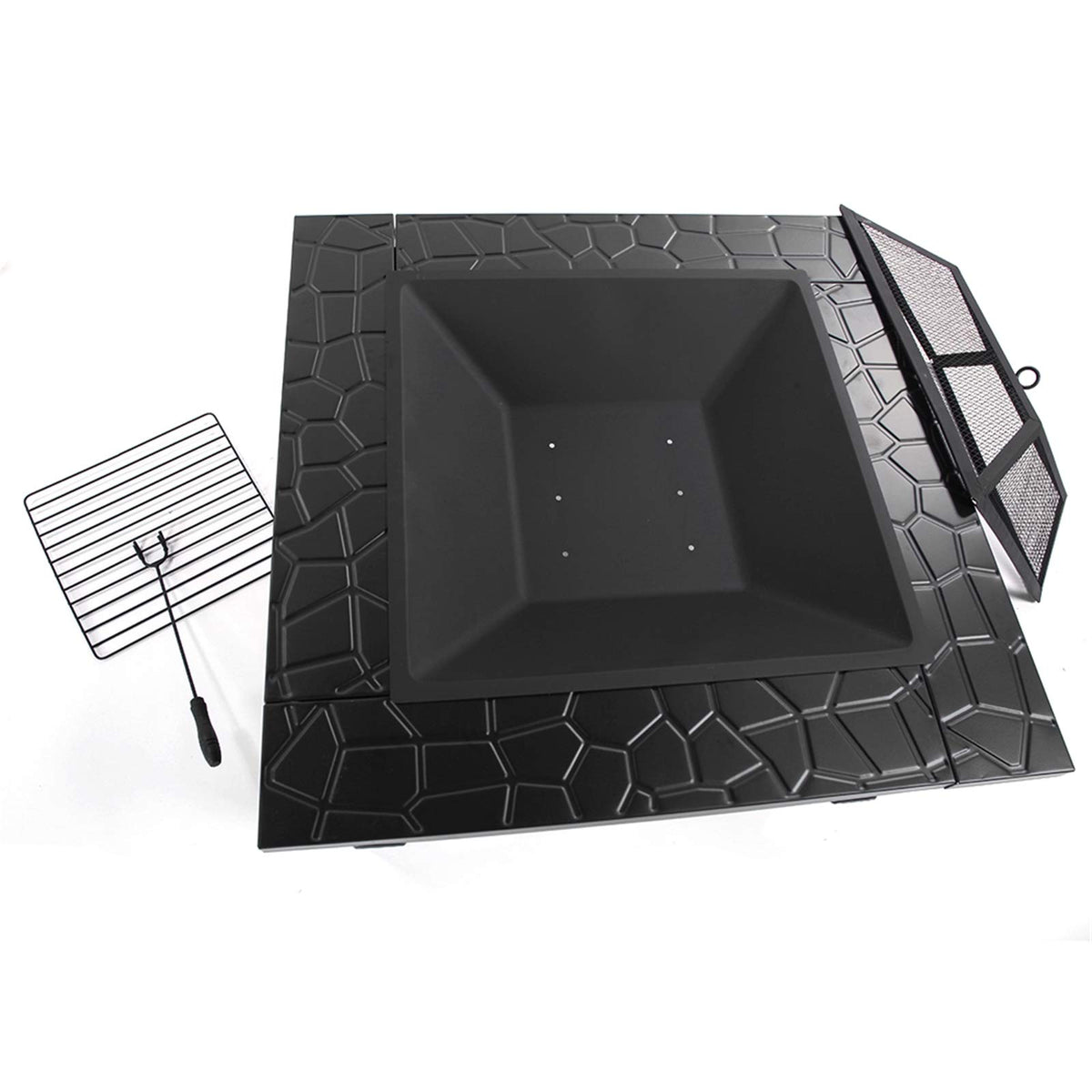 32 Inch Black Metal Wood Burning Fire Pit Q55612
