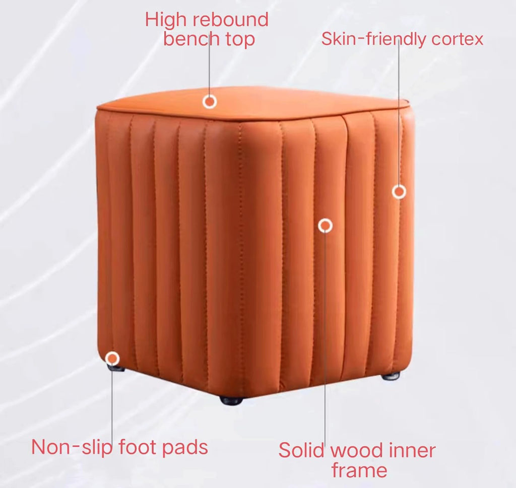 Leather Upholstered Square Footstool Q51127