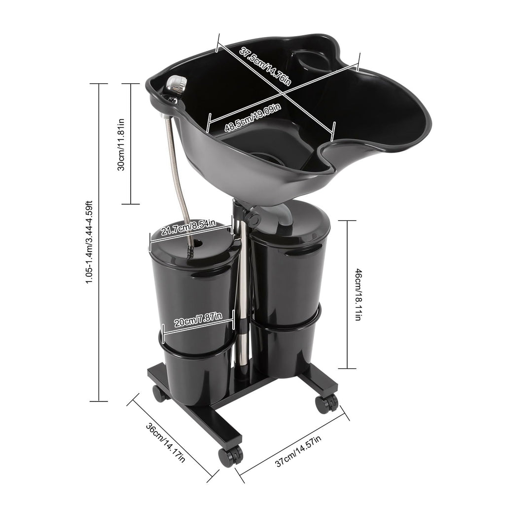 Portable Height-Adjustable Shampoo Basin with 2 Water Buckets H371