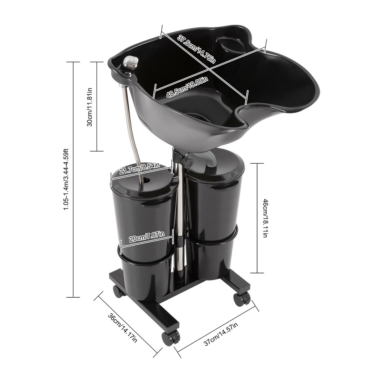 Portable Height-Adjustable Shampoo Basin with 2 Water Buckets H371