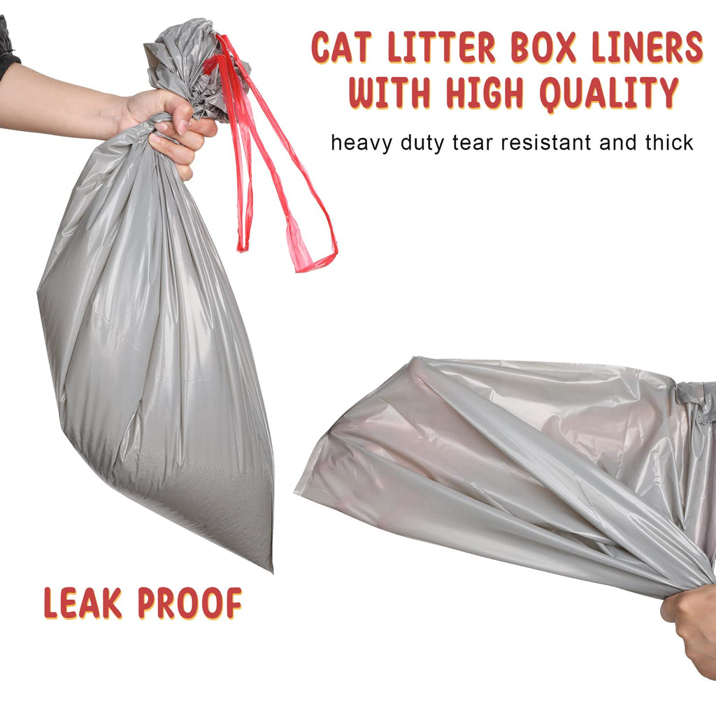 50 Count Jumbo Cat Litter Box Liners 39 x 22 Inch Gray Red L597278