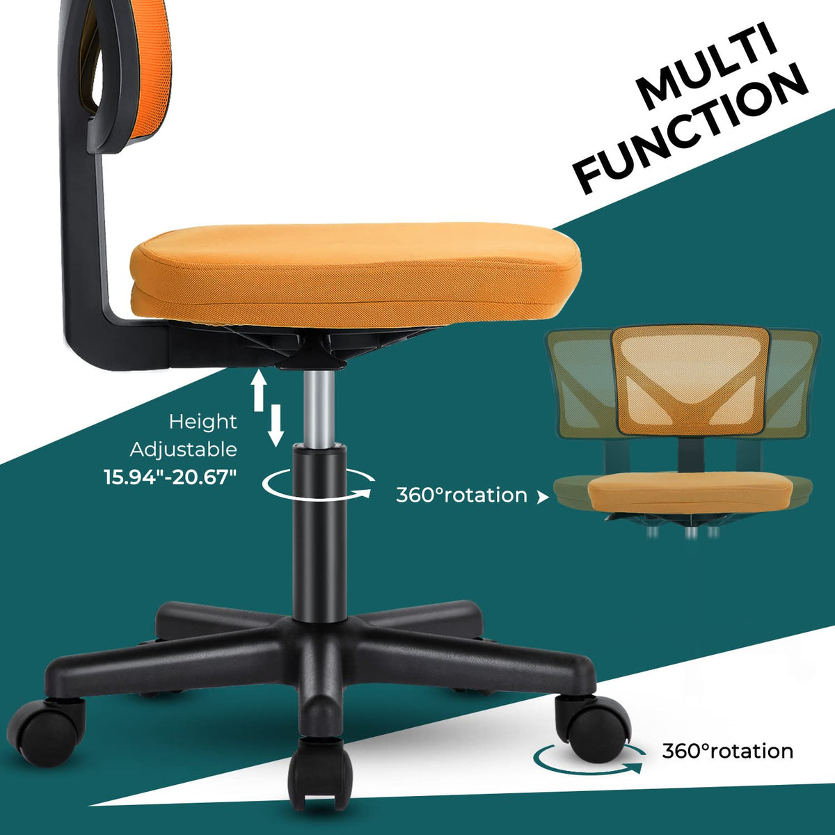 Orange Mesh Ergonomic Adjustable Swivel Rolling Office Chair G35973