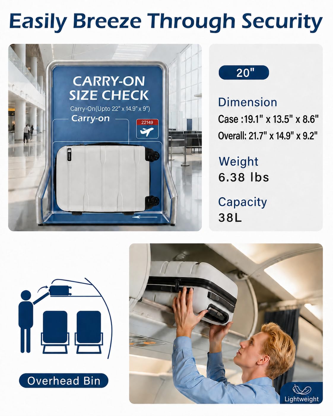 20in Hardside Carry On Luggage with Spinner Wheels M862884