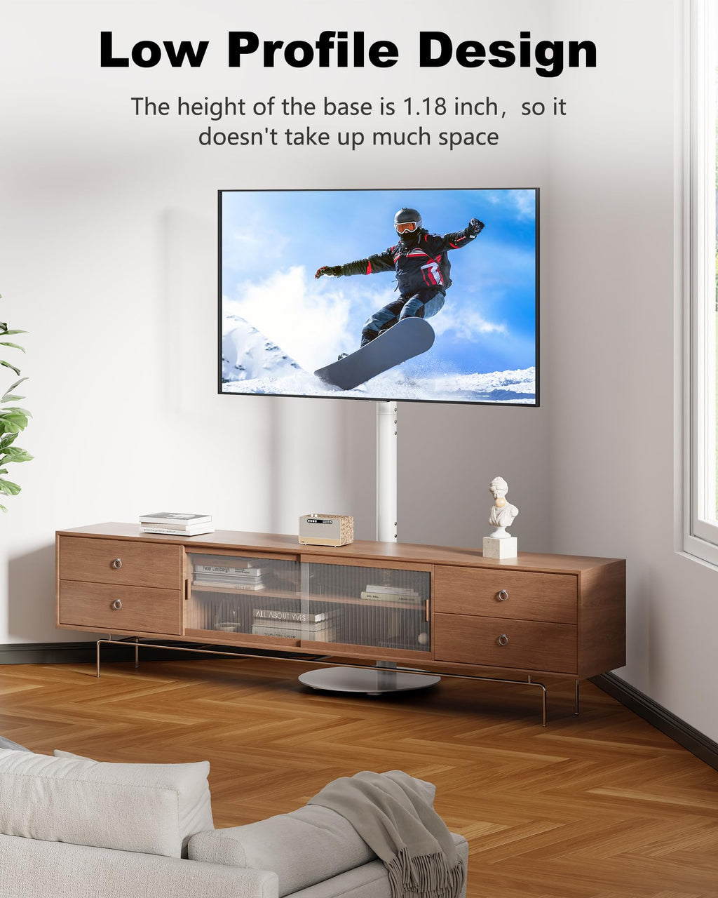 White Rolling TV Stand for 32-55 Inch TVs Y79318