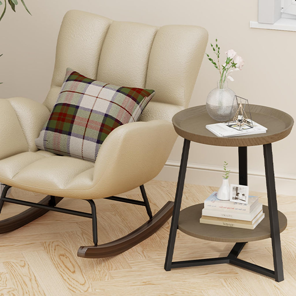 Round 2 Tier End Table with Storage Shelf A88003