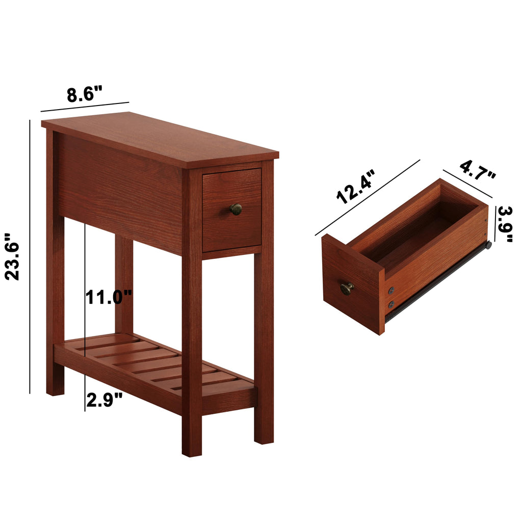 Narrow Side Table with Drawer Set of 2 V17748
