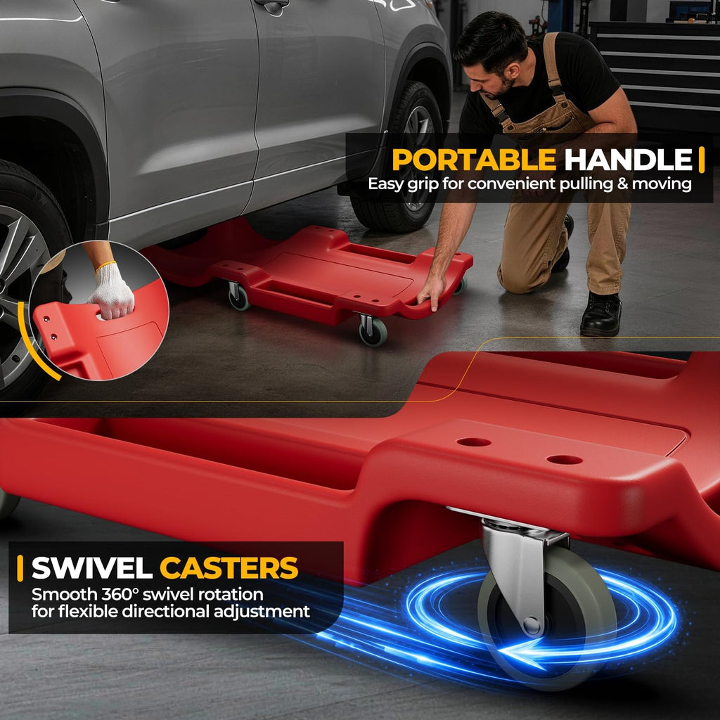 40 in Low-Profile Rolling Mechanic Creeper, Red I46298