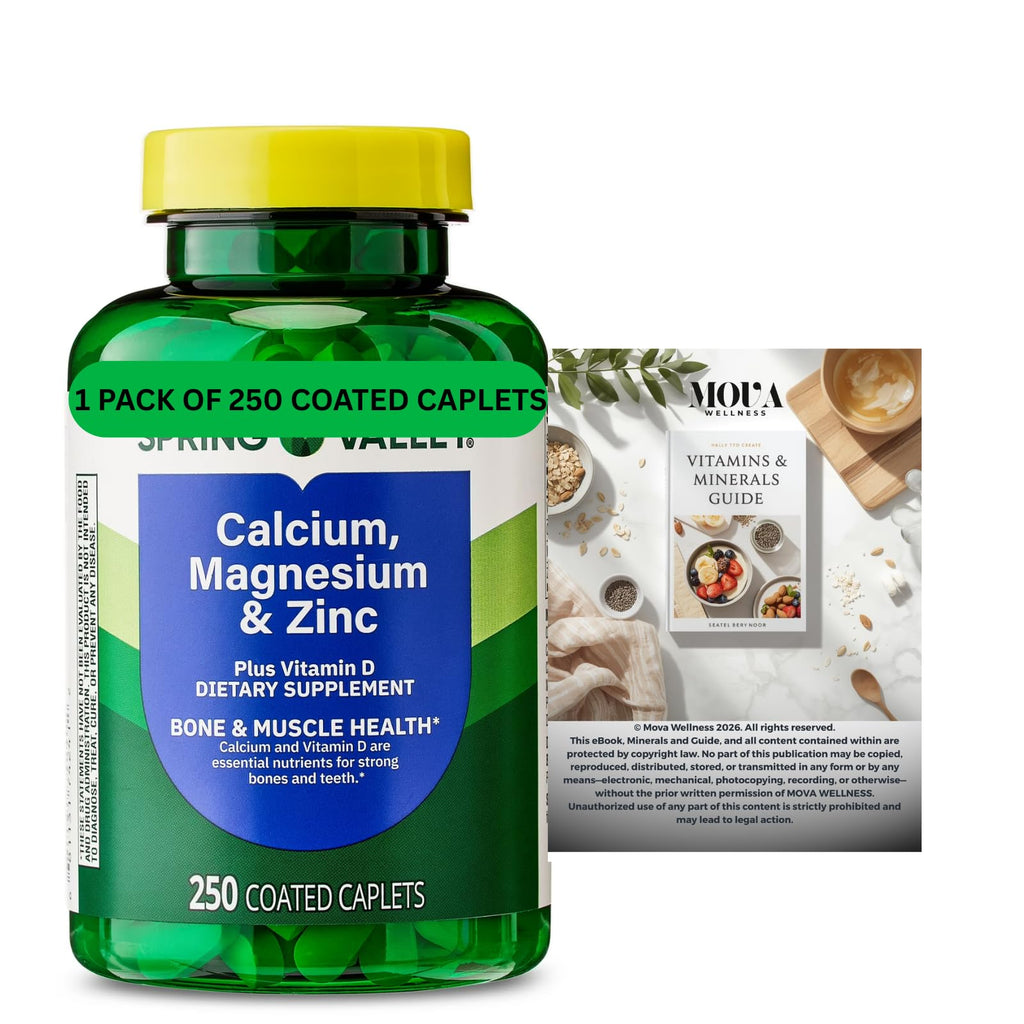 Calcium Magnesium Zinc Vitamin D3 Dietary Supplement 250 Coated Caplets W18721